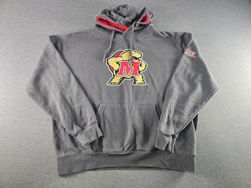 Maryland Terrapins Hoodie Sweatshirt Mens 2XL Gray NCAA Football Campus Heritage